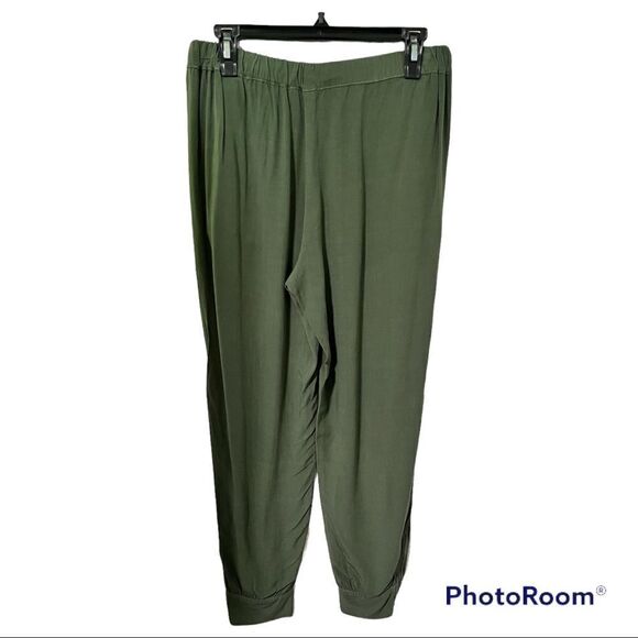 Splendid dusty olive pockets elastic legs Rayon Voile Jogger Pant - Picture 4 of 8